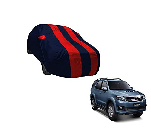 Image of Auto Hub Car Cover Compatible with Fortuner (Model : 2005-2016) with Weather Proof, Mirror Pocket, Triple Stitched, Fortuner Car Cover- Navy-Red