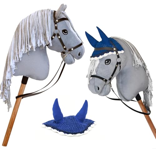 Hobby Horse Gris A3 complet avec filet et bonnet bleu pour enfants