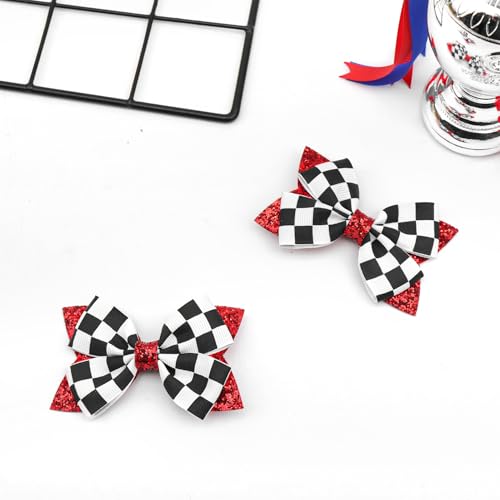Pinzas para cabello con lazo a cuadros 3'' 2 piezas miniatura 7
