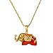 U7 Collier Femme Plaqué Or Pendentif Éléphant Serte de Cristal Rouge avec Chaîne Fine Ajustable Bijoux Chic pour Fille (Doré)
