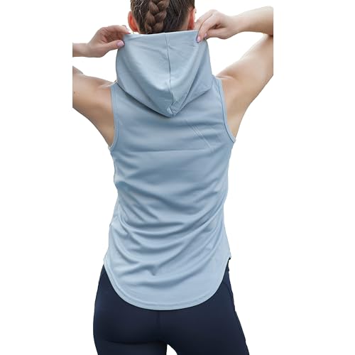 Womens Workout Hooded Tank Yoga Tops Running Shirts Quick Dry Gym Sleeveless Hoodie4