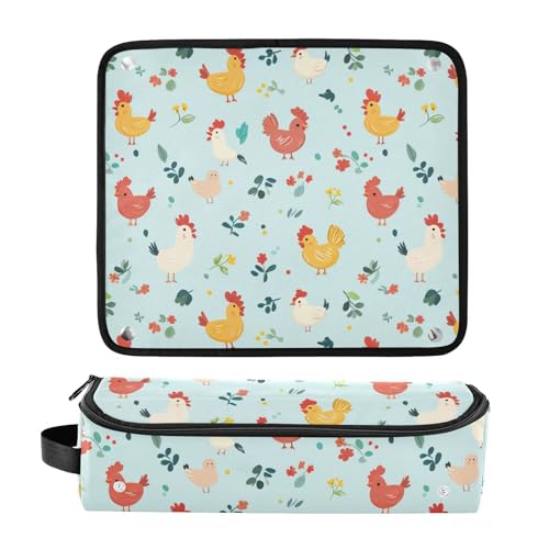 Bolsa de viaje resistente al calor con tapete para planchas y rizadores de cabello Chicken Farm Birds Marble miniatura 3