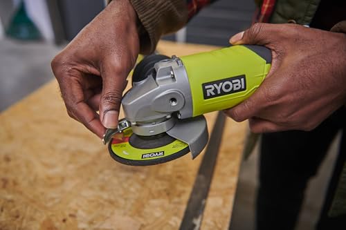 RYOBI - Meuleuse d’Angle Sans Fil 18V ONE+ R18AG-140S – Compacte, 115mm, 1 Batterie 4.0Ah Incluse, Sécurité Active – Coupe, Ponçage, Ébarbage