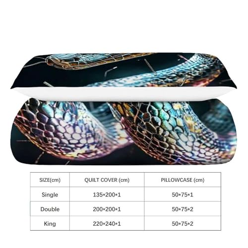 Housse de couette serpent imprimé 3D finitions haut de gamme 135x200 - 4