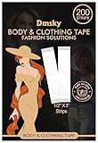 200-Strips Double-Sided Tape for Fashion, Tape for Clothing, Clothes and Skins Lasting Strength Tape Adhesive, Tape for Dresses, Gentle on Skin and Fabrics Invisible Clear Tape for All Skin Tones