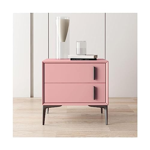 Table de chevet carrée en bois massif et cuir PU avec 2 tiroirs