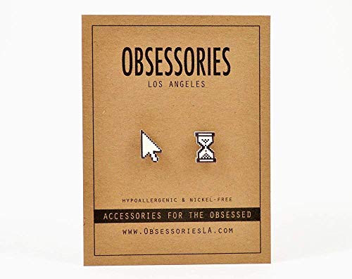 Handmade Arrow & Hourglass Cursor Stud Earrings
