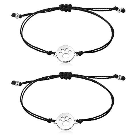 Jewanfix paw print bracelet Unisex Distance Matching Bracelets Handmade Friendship Gifts for Best Friend Couples 2 pcs Cover