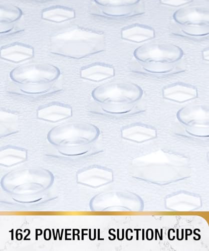 Image of HITSLAM Shower Mat Anti Slip, Square Bath Mat for Tub Non Slip with Suction Cups and Drain Holes, 21x21 Inch Bathroom Shower Stall Floor Mat, Machine Washable, Soft on Feet, Clear