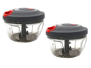 TP INCORP Vegetable Chopper Round Large (450 ml)(Pack of 2) Multipurpose Vegetable Chopper, Dry Fruit and Onion Quick Chopper Machine for Kitchen with 3 Stainless Steel Blade (Multicolour)