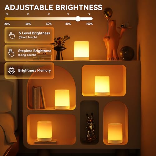 Auxmir Nachttischlampe Touch Dimmbar 3000mAh, Nachtlicht mit Timer, Weiß – Ansicht 3