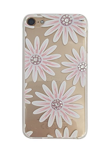 NOVAGO Compatible avec iPod Touch 7/6 / 5 (7ème, 6ème et 5ème Génération) - Coque de Protection Souple en Silicone Gel Transparent avec Motif Imprimé en Relief (Fleur Rose Strass)