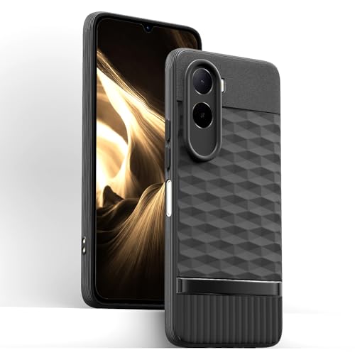 Image of Pikkme Back Cover for Mi Redmi A7 Pro /Poco C85x 5G Camera Protection 3D Hexa Cube Design Silicone Protective Bumper Case (Black)