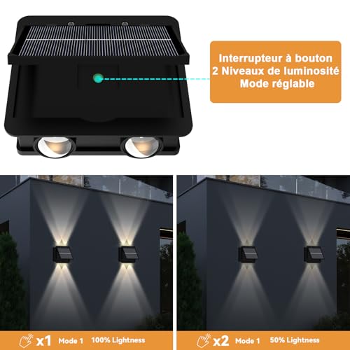 Applique murale solaire d'extérieur étanche LED blanc chaud lot de 2 - 3