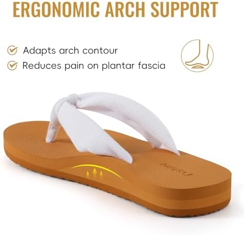 Evshine Women's Flip Flops, Yoga Mat Thong Sandals, White Khaki, 8-8.5 - 3