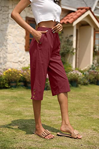 Image of Veatzaer Women's Elastic Waist 3 /4 Capri Harem Pants with Pockets Casual Loose Solid Yoga Trousers S-XXL