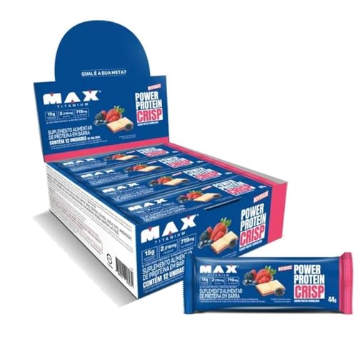 Caixa com 12 unidades da Power Protein Crisp Bar sabor Frutas Vermelhas