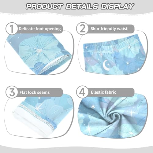 Fantasy Blue Flower Moon Girls Leggings Soft Stretch Workout Yoga Dance Pants for Kids Casual Tights3