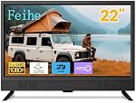 Feihe 22 1 cm TV, 1080p LED Écran large HDTV avec le numérique ATSC Tuners, 22 Écran plat de pouce TV avec HDMI, VGA, RCA, USB pour la cuisine, RV, Chambre, Caravane, Noir (ATSC-22)