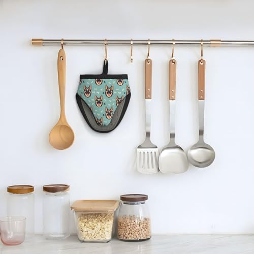 Ofenhandschuhe, hitzebeständig, deutscher Schäferhund, niedlicher Druck, Silikon-Mini-Ofenhandschuhe, weiche Küchenhandschuhe, hitzebeständig bis 260 °C, zum Kochen, Backen, Mikrowelle, mit