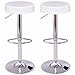 xilinshop Krzesła barowe zestaw 2 okrągłych białych skórzanych stołków barowych nowoczesne siedzenie chromowane nogi regulowane hydrauliczne obrotowe stołki barowe stołki barowe