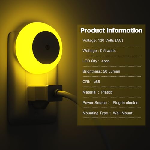 Image of fesnne Night Light, Night Lights Plug into Wall, Dusk to Dawn Sensor, Amber Led Night Light 0.5W, 8 Pack Nightlight for Adults, Bedroom, Bathroom, Hallway, Kitchen