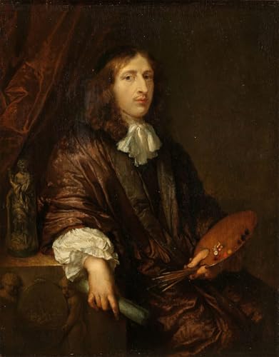 Reproducción autorretrato de Caspar Netscher en tela de pintura vertical