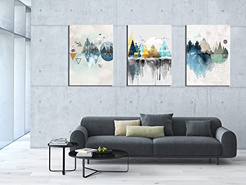 Msspart 3 Piece Deer Canvas Prints Wall Art Paintings Abstract Geometry Modern Artworks Pictures For Living Room Dining Room Bedroom Decoration, 12"X16" Office Home Bathroom Wall Decor Posters #TOP2