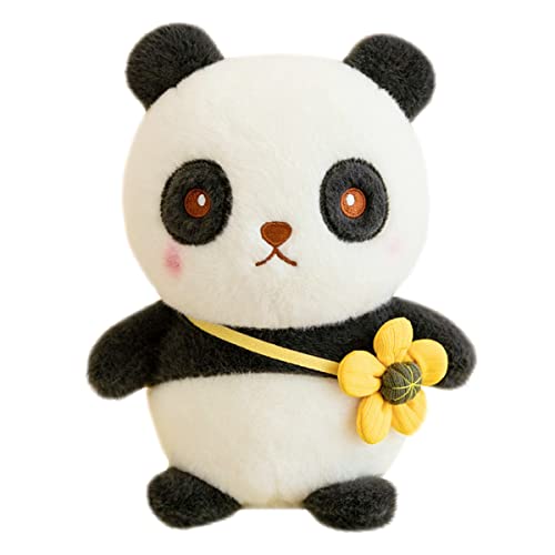ToBunm Panda Stuffed Animal Toy Cute Pandas Plush Soft Hugging Pillow with Flower Christmas Birthday Gift for Kids 10" (Panda)