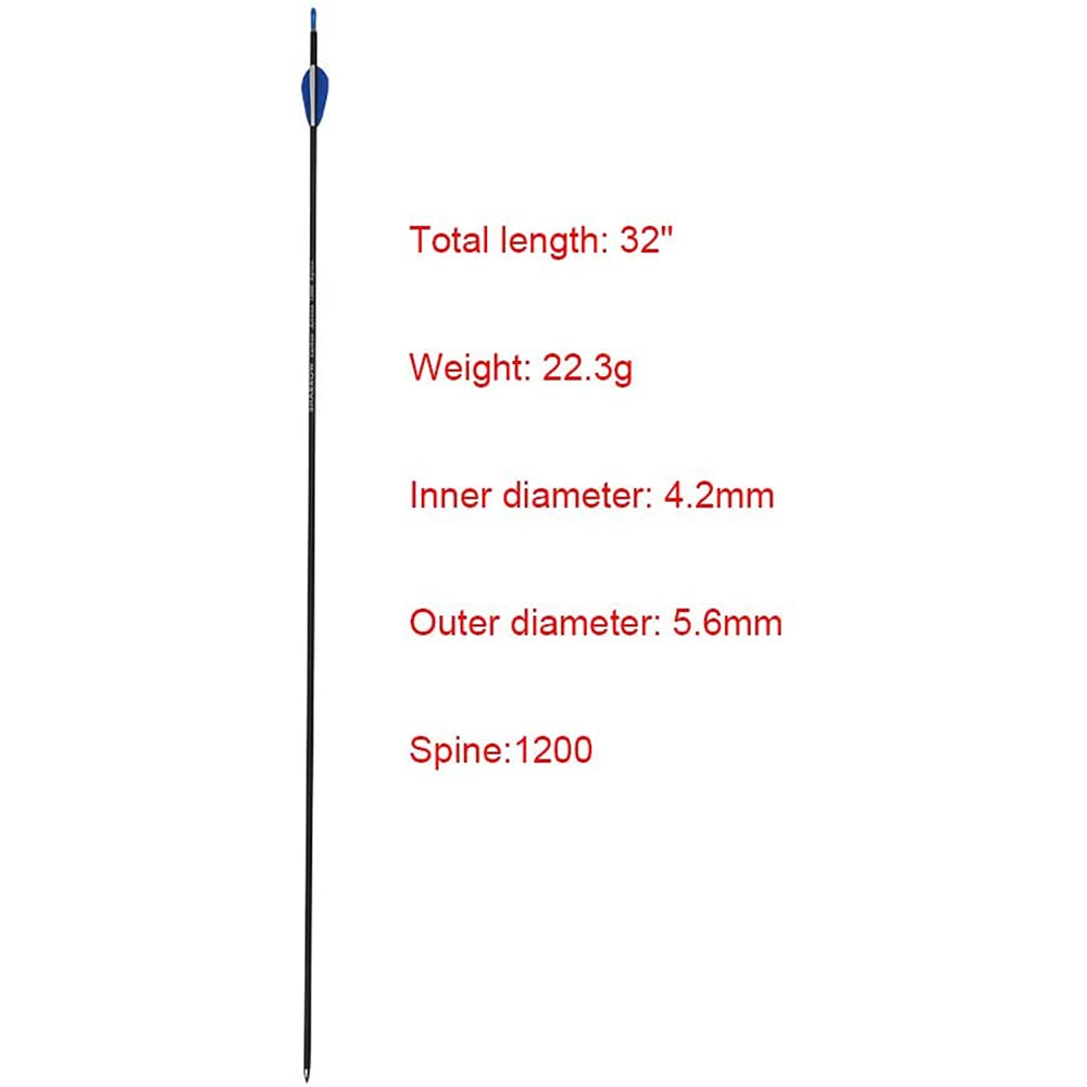 12 Flèches Carbone 800 Spine – 32 Pouces, Pour Arc à Poulies