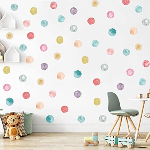 Polka Dot Wall Decals Removable Watercolor Colorful Wall Sticker for Kids Baby Girls Living Room Bedroom Playroom (Colorful Planet)