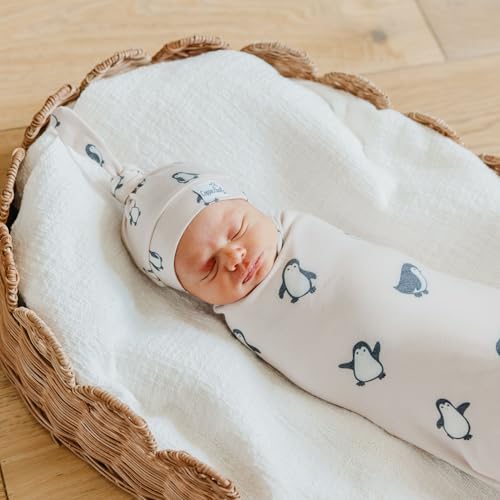 Image of Copper Pearl Swaddle Blankets for Newborns | Soft Stretchy Receiving Blankets for Boys and Girls | Large 46 x 46 Inch Baby Blankets | Lightweight and Breathable Swaddles | Penguins
