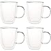 Set of 4 Double Walled Glass Coffee Mugs - Double Walled Coffee Cups, Espresso Cups, Drinking Glasses for Tea - 16 Ounces