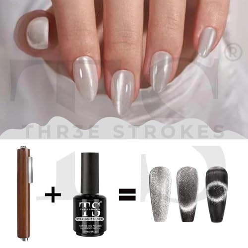Image of THR3E STROKES 3 in 1 Nail Magnet, Multifunctional Cat Eye Gel Nail Polish Magnet Pen, 3D Magnetic Nail Polish Stick for Home DIY, Salon, Studio, Nail Art Design Tools (3 IN 1)(DARK BROWN)