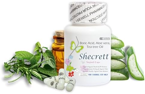 by LeeWell Vaginal Boric Acid 600mg Suppositories for Women, Reduces Itching, Yeast Infection, Burning, Odour, Balance pH, Tea Tree Oil, Aloe Vera, Natural Vaginal Probiotics- 30 Capsules