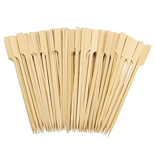 Voarge 100 Pieces Bamboo Paddle Skewers, 9cm Wooden Skewers for Barbecue, Kebabs, Cocktails, Buffet Party