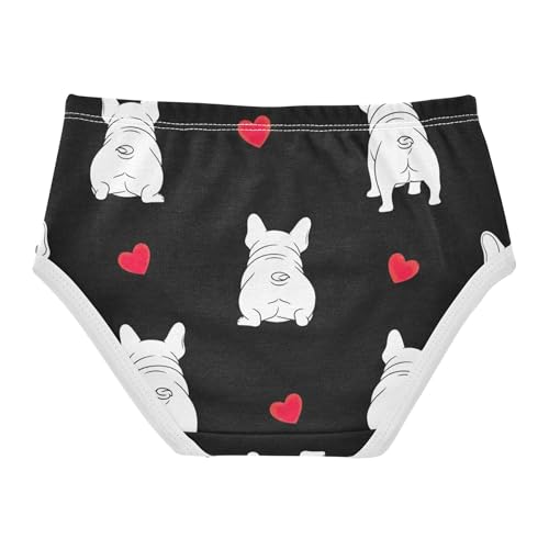 Toddler Underwear Floral 2t Cotton Little Girl Panties Print Undies Kids Briefs Cartoon White French Bulldog Heart2
