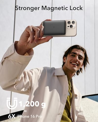 ESR for MagSafe Power Bank, Ultra-Compact 10,000mAh MagSafe Portable Charger,15W Ultra-Fast Battery Pack, 27W USB-C MagSlim Charger with Cable for iPhone 17/16/15/14/13/12, Black