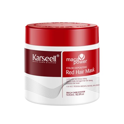 Karseell Color Depositing Red Hair Mask Color Boosting Conditioner, Hydrates and Enhances Red Tones for Color-Treated Hair 500ml 16.9floz