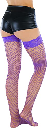 Image of ToBeInStyle Women's Vibrant Large Net Fishnet Thigh High Elastic Nylon Novelty Stockings