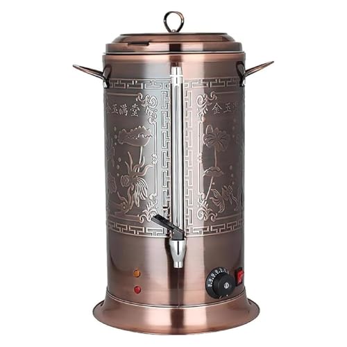 Calentador de Agua Eléctrico Profesional 20-50L Acero Inoxidable, Termo con Temperatura Ajustable (30°C-100°C) para Cafeterías y Eventos - Diseño Vintage Cobre, Apagado Automático y Seguro