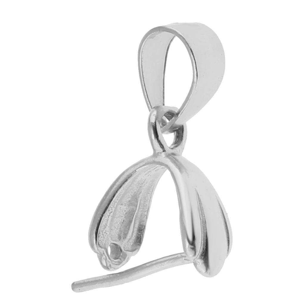 1PC Sterling Silver CZ Pendant Bail Pinch Clasp Connector Slider , Available In Bright Silver / Gold Plated - Foto 4