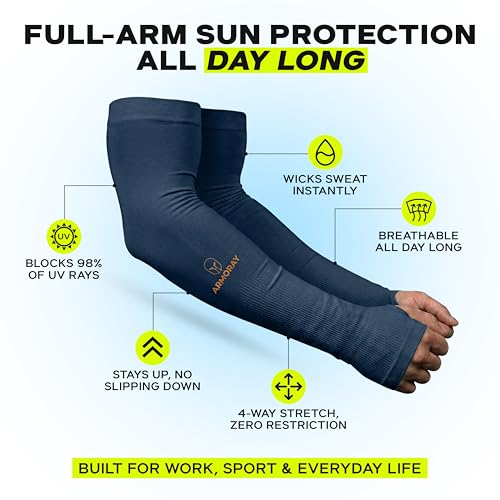 Image of ARMORAY Arm Sleeves for Men and Women - UV Sun Protection Cooling Compression - Tattoo Cover Up Sleeve for Daily Wear & Work