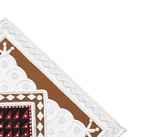 Image of Ethnics of Kutch Traditional Kutch Handicraft Mud-Mirrorwork Lippan Kam Wall Art (Water and Break Resistant) - Square (12 inch x 12 inch) - (White - LKT-0209)
