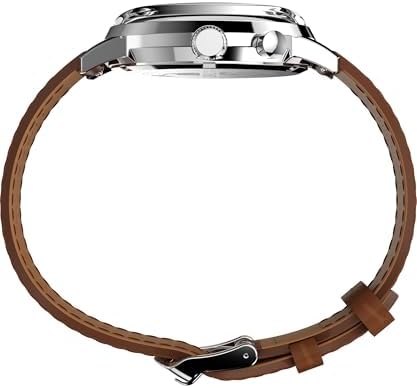 Timex Waterbury Herenhorloge, 40 mm, Bruine Leren Band, Witte Wijzerplaat, Roestvrijstalen Kast, TW2Y29500