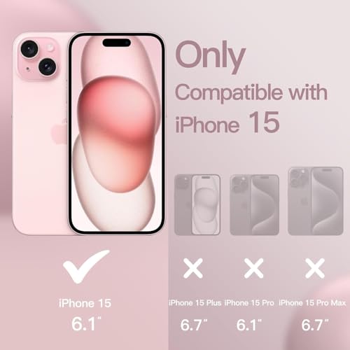 Image of DIZORO Magnetic Case for iPhone 15 Case [Compatible with MagSafe][Built-in Camera Lens Protector] Slim Soft Silicone Bumper Shockproof Metallic Luster Back Cover Phone Case (Pink.)