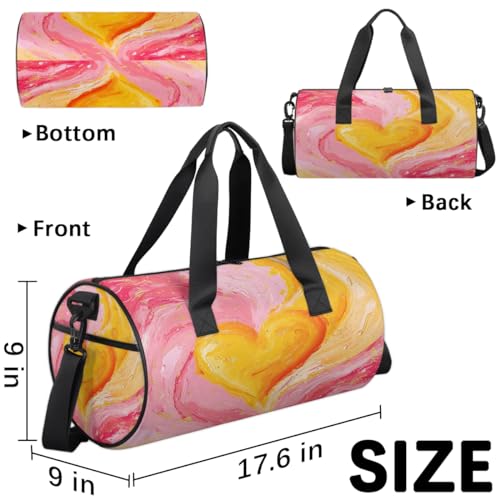 Heart Oil Paint Travel Gym Bag Waterproof Sport Dance Bag for Women Men Portable Gymnastics Duffel Bags Canvas Tote Carry on Handbag for Workout Overnight Weekender3