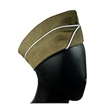 CDJBHW WW2 Overseas Cap Vintage US Garrison Cap Wool Green Hat Replica WWII Paratrooper Gear (L (60cm))