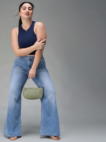 Image of Miss Chase A+ Women's Bootcut High Rise Regular Length Stretchable Denim Jeans