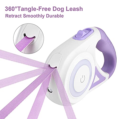 SUPERNIGHT Hundeleine Rollleine 5m ausziehbare Leine mit Licht 360° Verhedderungsfreier Leinenverlängerung Break&Lock System Anti-Kau Nylonband für Kleine und Mittelgroße Hunde bis 20kg